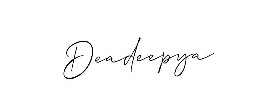 Allison_Script is a professional signature style that is perfect for those who want to add a touch of class to their signature. It is also a great choice for those who want to make their signature more unique. Get Deadeepya name to fancy signature for free. Deadeepya signature style 2 images and pictures png