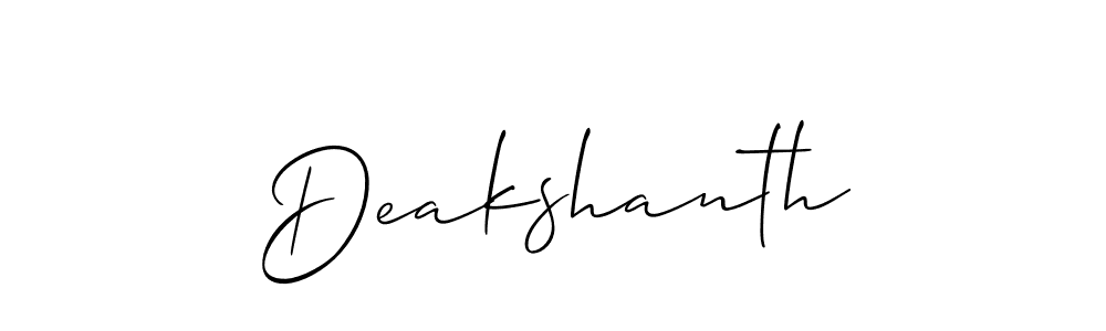 You can use this online signature creator to create a handwritten signature for the name Deakshanth. This is the best online autograph maker. Deakshanth signature style 2 images and pictures png