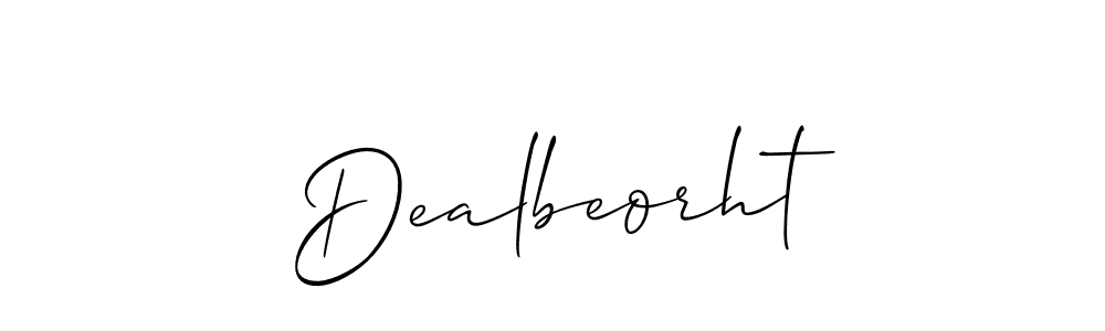 How to make Dealbeorht name signature. Use Allison_Script style for creating short signs online. This is the latest handwritten sign. Dealbeorht signature style 2 images and pictures png