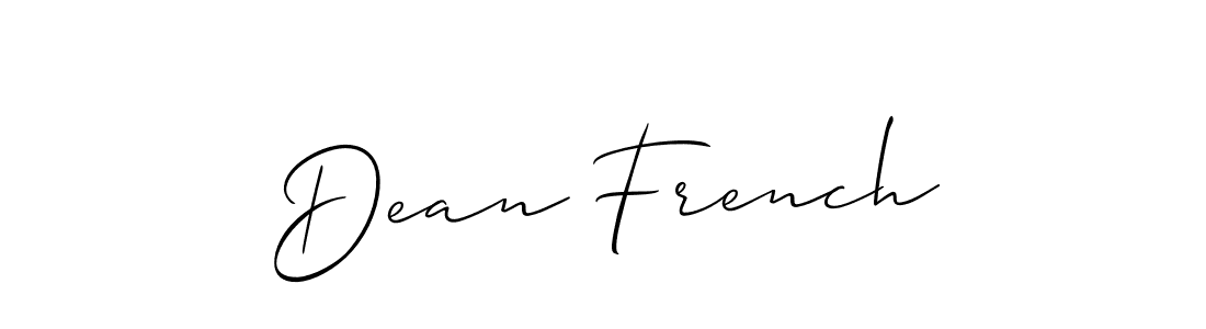 Also You can easily find your signature by using the search form. We will create Dean French name handwritten signature images for you free of cost using Allison_Script sign style. Dean French signature style 2 images and pictures png