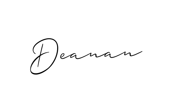 Use a signature maker to create a handwritten signature online. With this signature software, you can design (Allison_Script) your own signature for name Deanan. Deanan signature style 2 images and pictures png