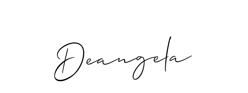 Use a signature maker to create a handwritten signature online. With this signature software, you can design (Allison_Script) your own signature for name Deangela. Deangela signature style 2 images and pictures png