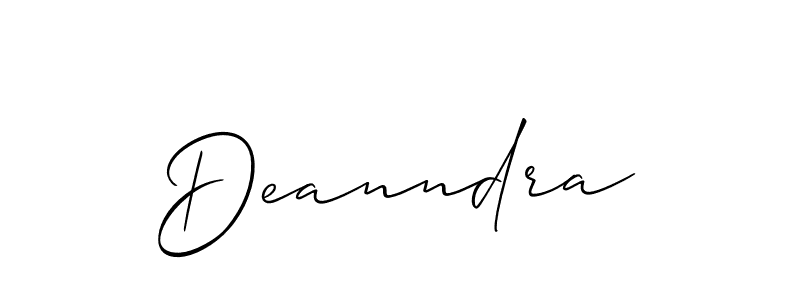 Use a signature maker to create a handwritten signature online. With this signature software, you can design (Allison_Script) your own signature for name Deanndra. Deanndra signature style 2 images and pictures png