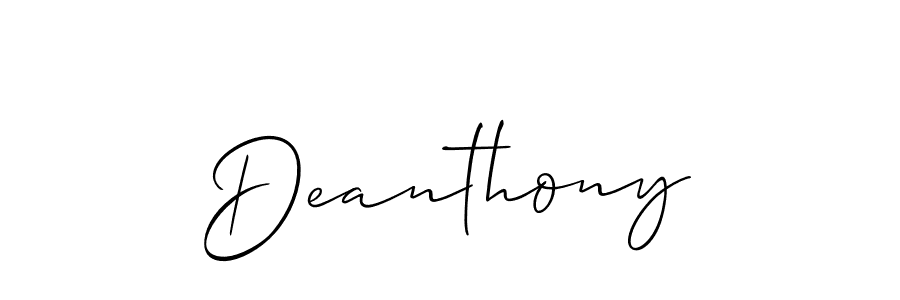 Make a short Deanthony signature style. Manage your documents anywhere anytime using Allison_Script. Create and add eSignatures, submit forms, share and send files easily. Deanthony signature style 2 images and pictures png