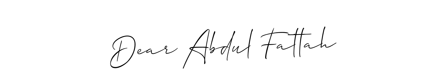 Similarly Allison_Script is the best handwritten signature design. Signature creator online .You can use it as an online autograph creator for name Dear Abdul Fattah. Dear Abdul Fattah signature style 2 images and pictures png
