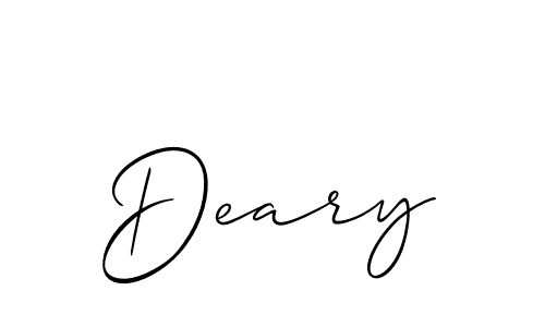 How to make Deary name signature. Use Allison_Script style for creating short signs online. This is the latest handwritten sign. Deary signature style 2 images and pictures png