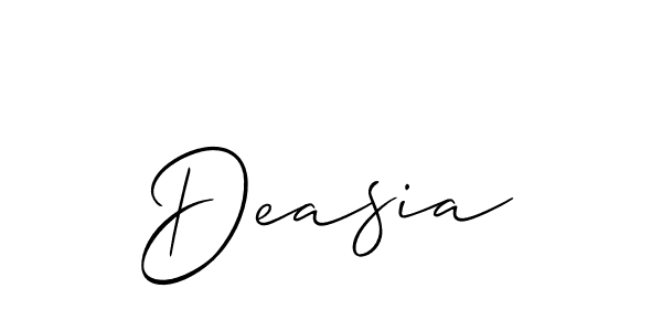 Also You can easily find your signature by using the search form. We will create Deasia name handwritten signature images for you free of cost using Allison_Script sign style. Deasia signature style 2 images and pictures png