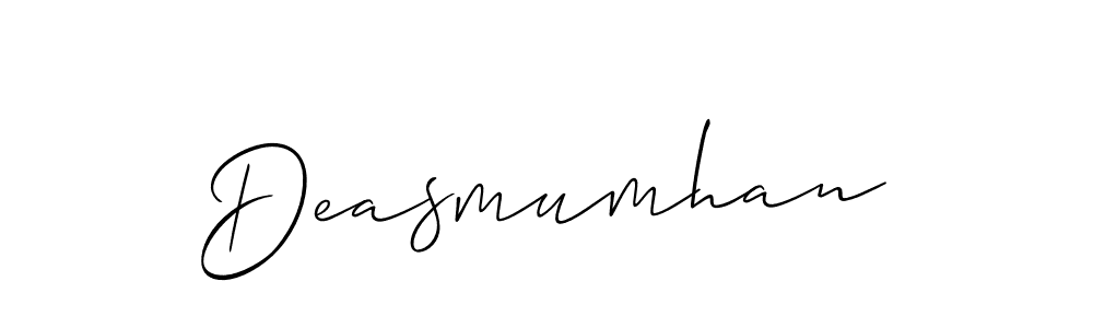 The best way (Allison_Script) to make a short signature is to pick only two or three words in your name. The name Deasmumhan include a total of six letters. For converting this name. Deasmumhan signature style 2 images and pictures png