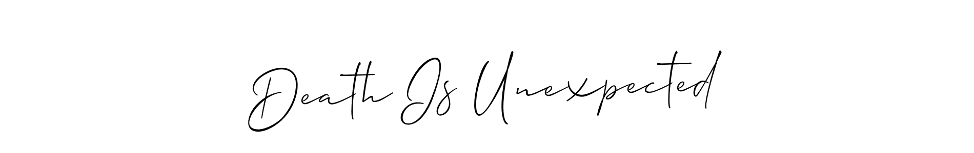 The best way (Allison_Script) to make a short signature is to pick only two or three words in your name. The name Death Is Unexpected include a total of six letters. For converting this name. Death Is Unexpected signature style 2 images and pictures png