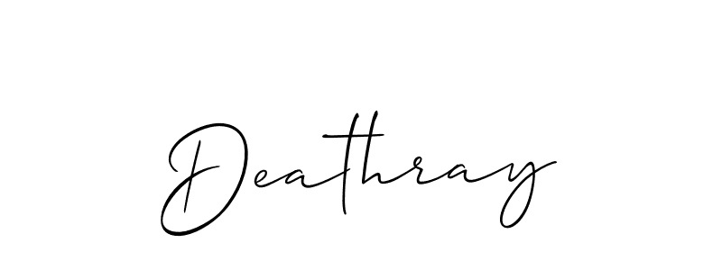 Also You can easily find your signature by using the search form. We will create Deathray name handwritten signature images for you free of cost using Allison_Script sign style. Deathray signature style 2 images and pictures png