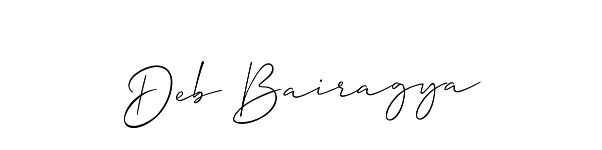 Also You can easily find your signature by using the search form. We will create Deb Bairagya name handwritten signature images for you free of cost using Allison_Script sign style. Deb Bairagya signature style 2 images and pictures png