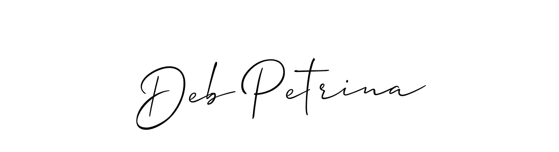 Allison_Script is a professional signature style that is perfect for those who want to add a touch of class to their signature. It is also a great choice for those who want to make their signature more unique. Get Deb Petrina name to fancy signature for free. Deb Petrina signature style 2 images and pictures png