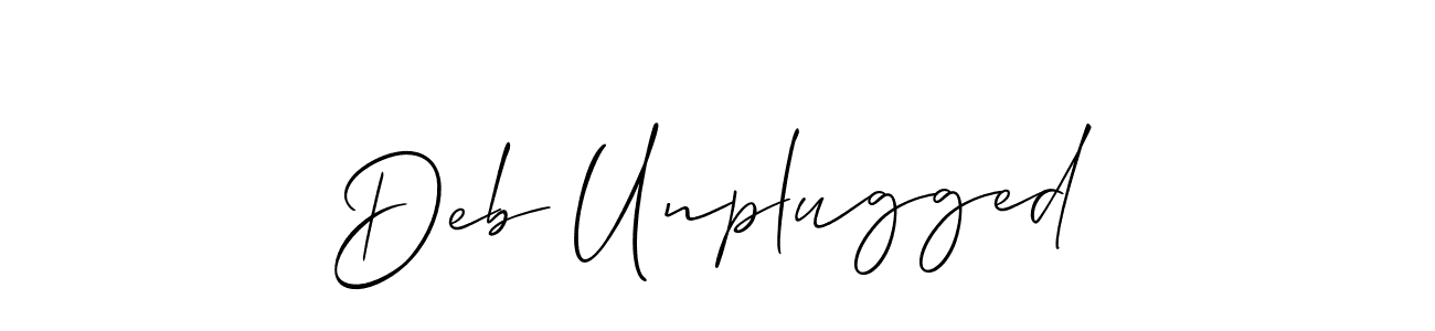 Design your own signature with our free online signature maker. With this signature software, you can create a handwritten (Allison_Script) signature for name Deb Unplugged. Deb Unplugged signature style 2 images and pictures png