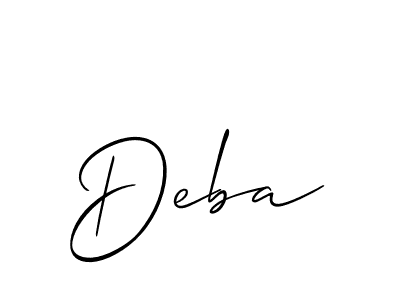 Design your own signature with our free online signature maker. With this signature software, you can create a handwritten (Allison_Script) signature for name Deba. Deba signature style 2 images and pictures png