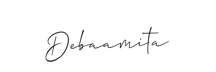 Allison_Script is a professional signature style that is perfect for those who want to add a touch of class to their signature. It is also a great choice for those who want to make their signature more unique. Get Debaamita name to fancy signature for free. Debaamita signature style 2 images and pictures png