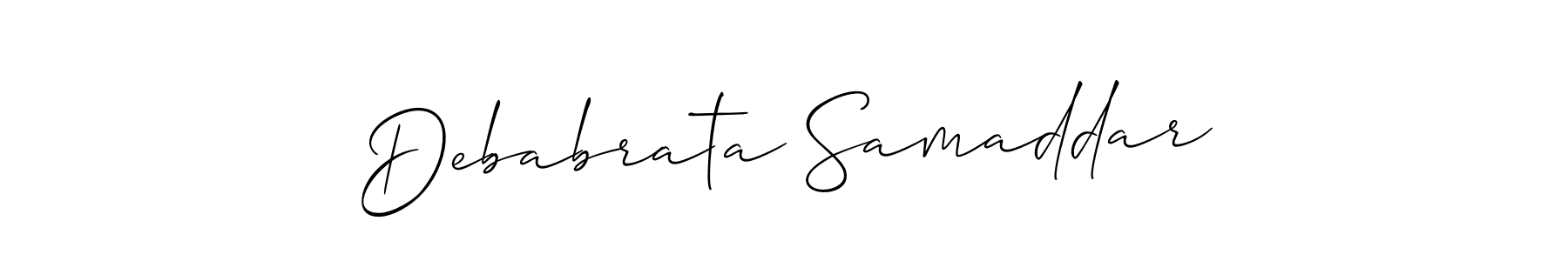 You should practise on your own different ways (Allison_Script) to write your name (Debabrata Samaddar) in signature. don't let someone else do it for you. Debabrata Samaddar signature style 2 images and pictures png