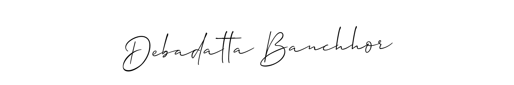 This is the best signature style for the Debadatta Banchhor name. Also you like these signature font (Allison_Script). Mix name signature. Debadatta Banchhor signature style 2 images and pictures png