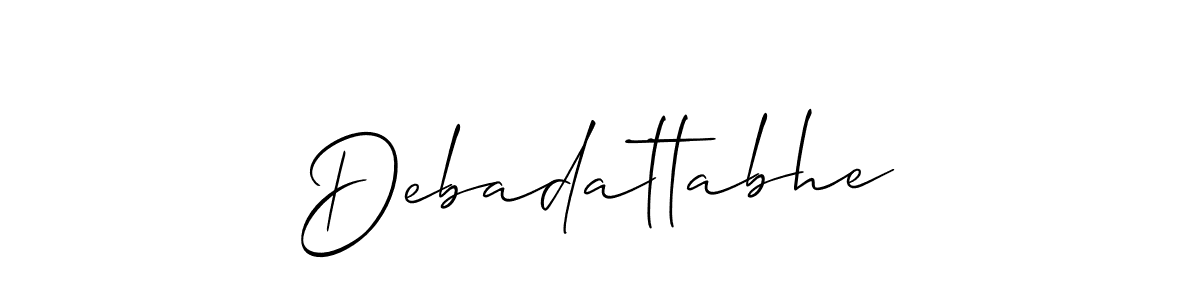 Create a beautiful signature design for name Debadattabhe. With this signature (Allison_Script) fonts, you can make a handwritten signature for free. Debadattabhe signature style 2 images and pictures png