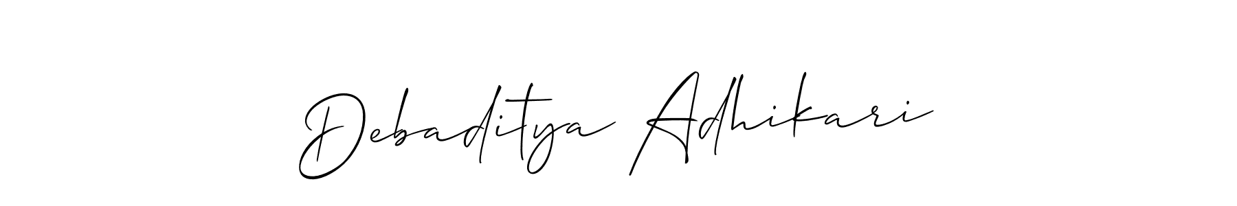 The best way (Allison_Script) to make a short signature is to pick only two or three words in your name. The name Debaditya Adhikari include a total of six letters. For converting this name. Debaditya Adhikari signature style 2 images and pictures png