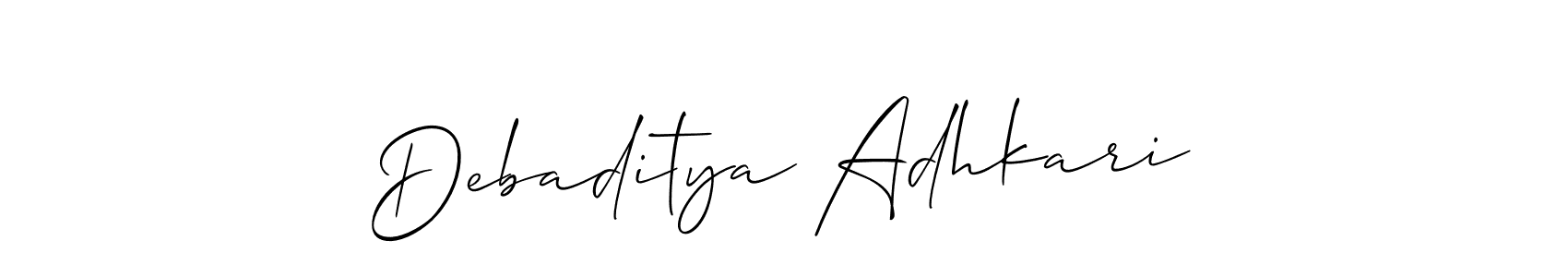 How to make Debaditya Adhkari name signature. Use Allison_Script style for creating short signs online. This is the latest handwritten sign. Debaditya Adhkari signature style 2 images and pictures png