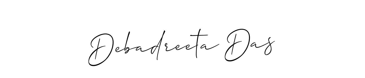Allison_Script is a professional signature style that is perfect for those who want to add a touch of class to their signature. It is also a great choice for those who want to make their signature more unique. Get Debadreeta Das name to fancy signature for free. Debadreeta Das signature style 2 images and pictures png