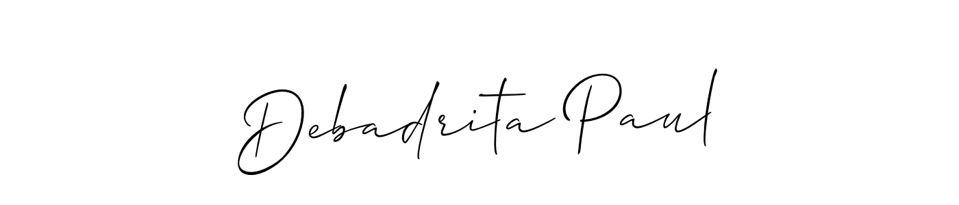 Make a short Debadrita Paul signature style. Manage your documents anywhere anytime using Allison_Script. Create and add eSignatures, submit forms, share and send files easily. Debadrita Paul signature style 2 images and pictures png