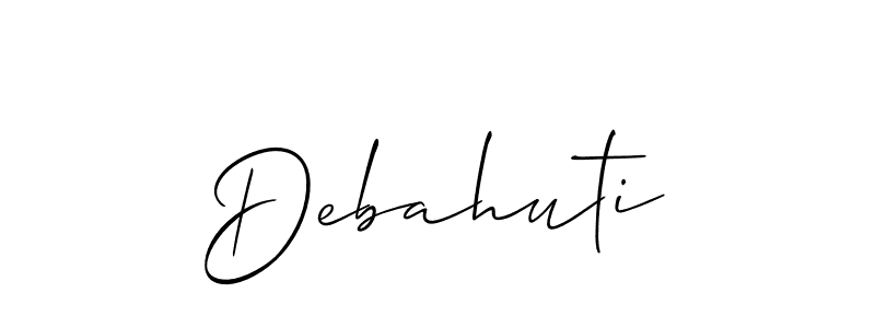 Allison_Script is a professional signature style that is perfect for those who want to add a touch of class to their signature. It is also a great choice for those who want to make their signature more unique. Get Debahuti name to fancy signature for free. Debahuti signature style 2 images and pictures png