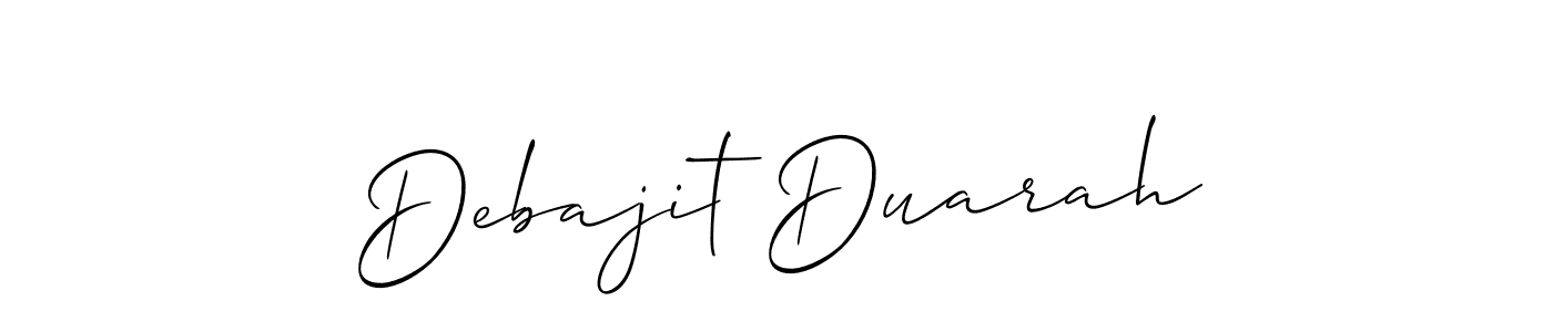 Allison_Script is a professional signature style that is perfect for those who want to add a touch of class to their signature. It is also a great choice for those who want to make their signature more unique. Get Debajit Duarah name to fancy signature for free. Debajit Duarah signature style 2 images and pictures png