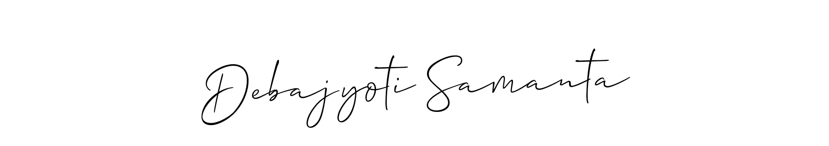 The best way (Allison_Script) to make a short signature is to pick only two or three words in your name. The name Debajyoti Samanta include a total of six letters. For converting this name. Debajyoti Samanta signature style 2 images and pictures png