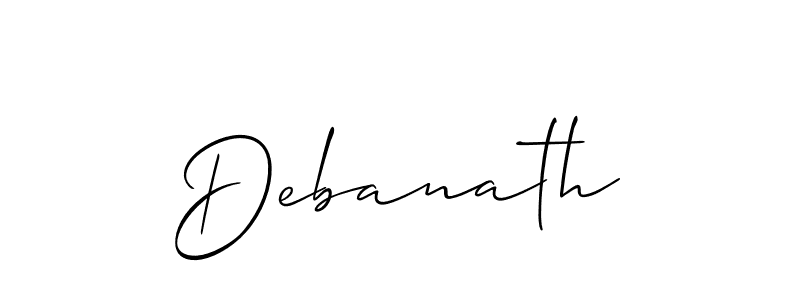 Use a signature maker to create a handwritten signature online. With this signature software, you can design (Allison_Script) your own signature for name Debanath. Debanath signature style 2 images and pictures png