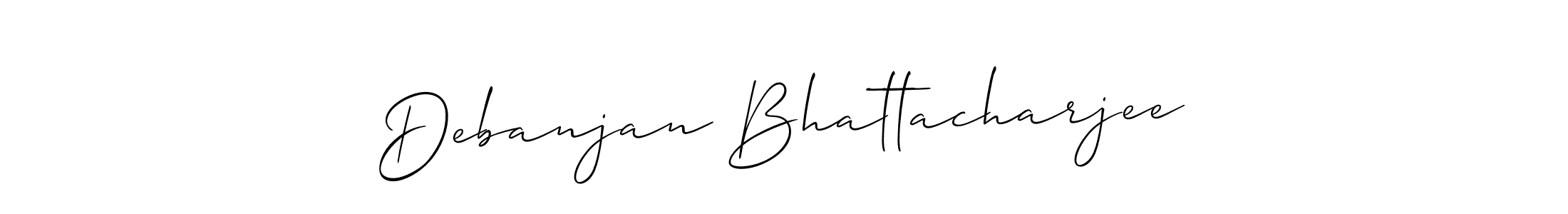 It looks lik you need a new signature style for name Debanjan Bhattacharjee. Design unique handwritten (Allison_Script) signature with our free signature maker in just a few clicks. Debanjan Bhattacharjee signature style 2 images and pictures png