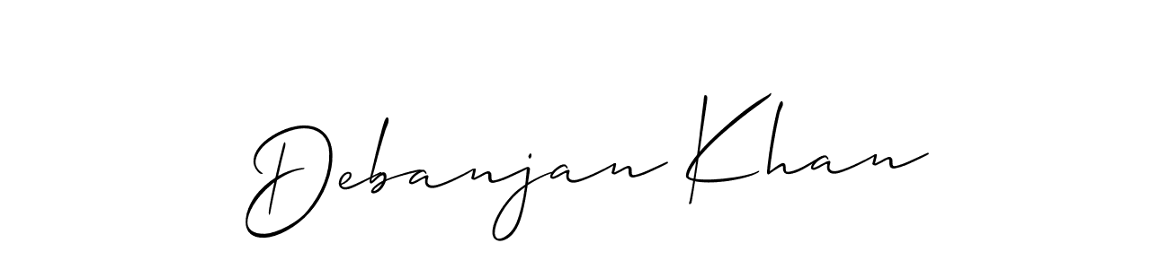 Make a beautiful signature design for name Debanjan Khan. With this signature (Allison_Script) style, you can create a handwritten signature for free. Debanjan Khan signature style 2 images and pictures png