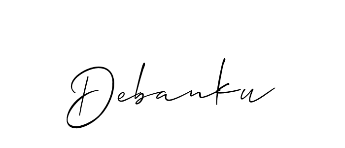 Debanku stylish signature style. Best Handwritten Sign (Allison_Script) for my name. Handwritten Signature Collection Ideas for my name Debanku. Debanku signature style 2 images and pictures png