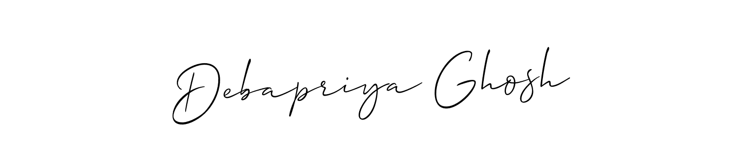 The best way (Allison_Script) to make a short signature is to pick only two or three words in your name. The name Debapriya Ghosh include a total of six letters. For converting this name. Debapriya Ghosh signature style 2 images and pictures png