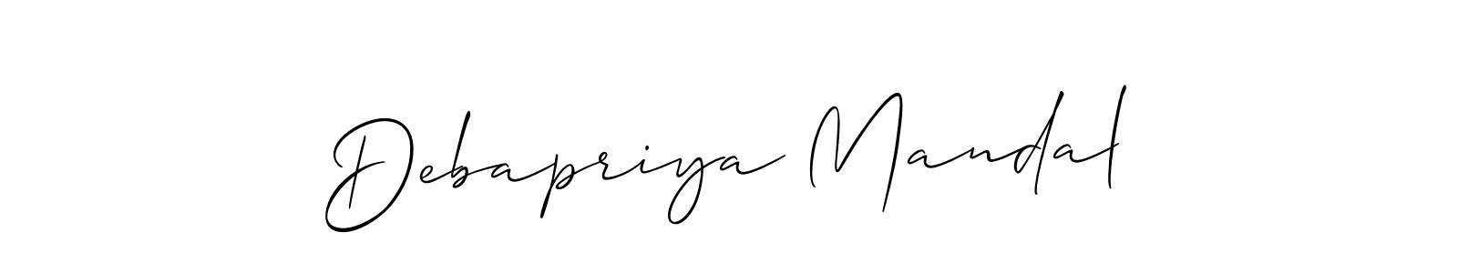 It looks lik you need a new signature style for name Debapriya Mandal. Design unique handwritten (Allison_Script) signature with our free signature maker in just a few clicks. Debapriya Mandal signature style 2 images and pictures png