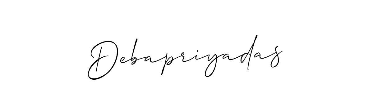 It looks lik you need a new signature style for name Debapriyadas. Design unique handwritten (Allison_Script) signature with our free signature maker in just a few clicks. Debapriyadas signature style 2 images and pictures png