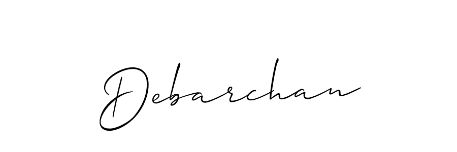 Debarchan stylish signature style. Best Handwritten Sign (Allison_Script) for my name. Handwritten Signature Collection Ideas for my name Debarchan. Debarchan signature style 2 images and pictures png