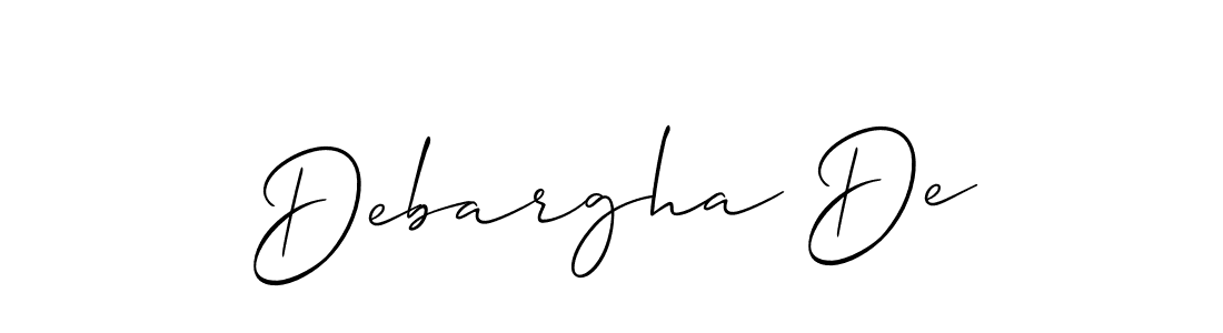 Create a beautiful signature design for name Debargha De. With this signature (Allison_Script) fonts, you can make a handwritten signature for free. Debargha De signature style 2 images and pictures png