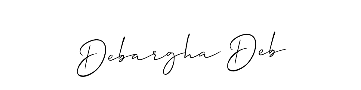 How to Draw Debargha Deb signature style? Allison_Script is a latest design signature styles for name Debargha Deb. Debargha Deb signature style 2 images and pictures png