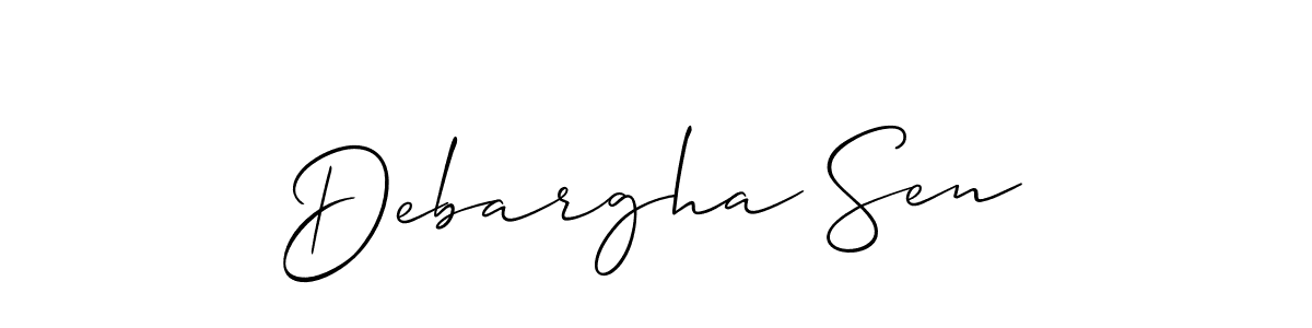 How to make Debargha Sen signature? Allison_Script is a professional autograph style. Create handwritten signature for Debargha Sen name. Debargha Sen signature style 2 images and pictures png