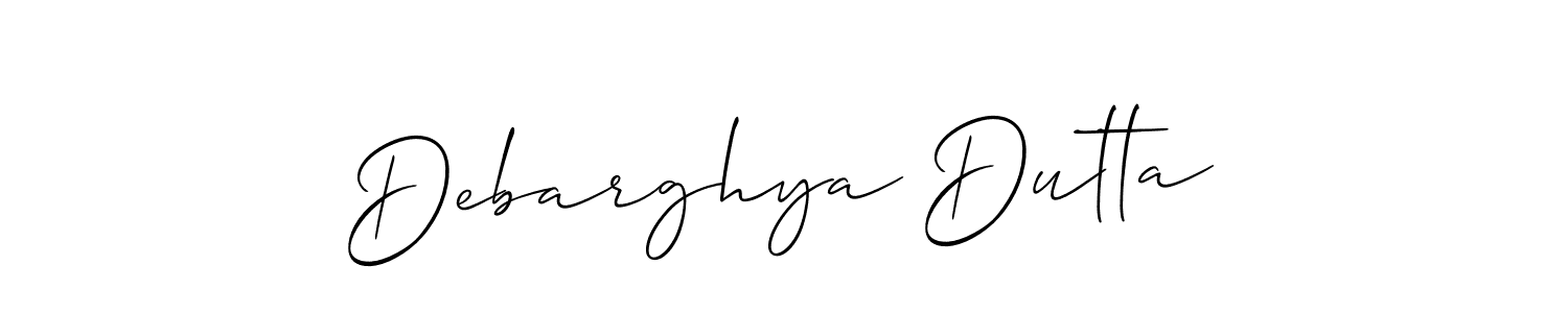 Use a signature maker to create a handwritten signature online. With this signature software, you can design (Allison_Script) your own signature for name Debarghya Dutta. Debarghya Dutta signature style 2 images and pictures png