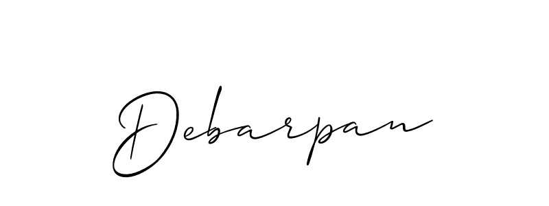 Use a signature maker to create a handwritten signature online. With this signature software, you can design (Allison_Script) your own signature for name Debarpan. Debarpan signature style 2 images and pictures png