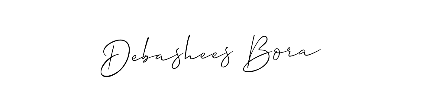 Use a signature maker to create a handwritten signature online. With this signature software, you can design (Allison_Script) your own signature for name Debashees Bora. Debashees Bora signature style 2 images and pictures png