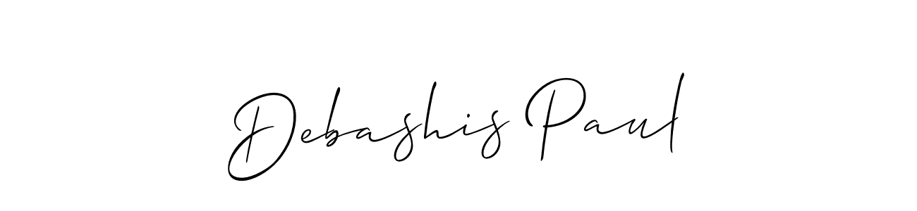 The best way (Allison_Script) to make a short signature is to pick only two or three words in your name. The name Debashis Paul include a total of six letters. For converting this name. Debashis Paul signature style 2 images and pictures png