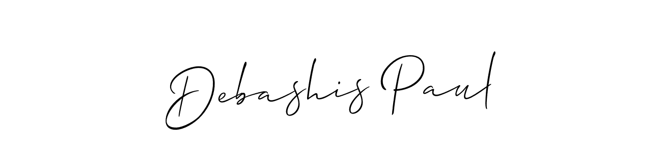 The best way (Allison_Script) to make a short signature is to pick only two or three words in your name. The name Debashis Paul include a total of six letters. For converting this name. Debashis Paul signature style 2 images and pictures png