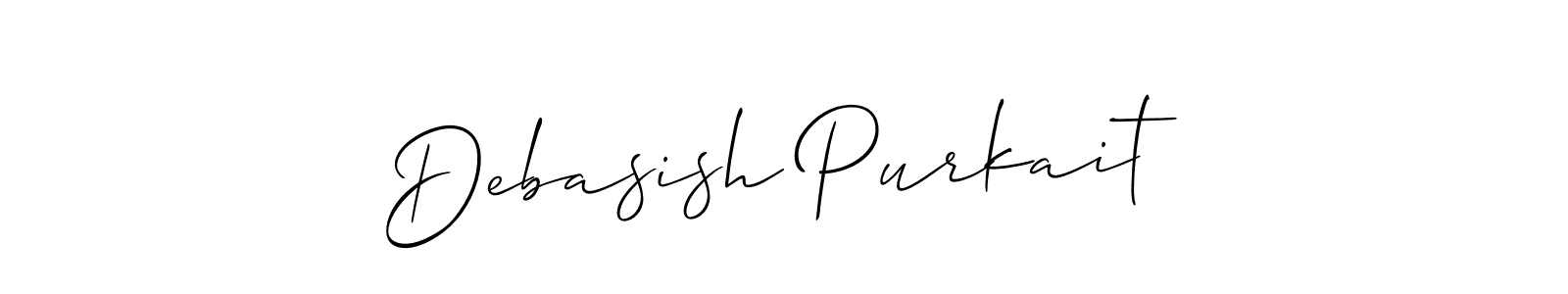 if you are searching for the best signature style for your name Debasish Purkait. so please give up your signature search. here we have designed multiple signature styles  using Allison_Script. Debasish Purkait signature style 2 images and pictures png