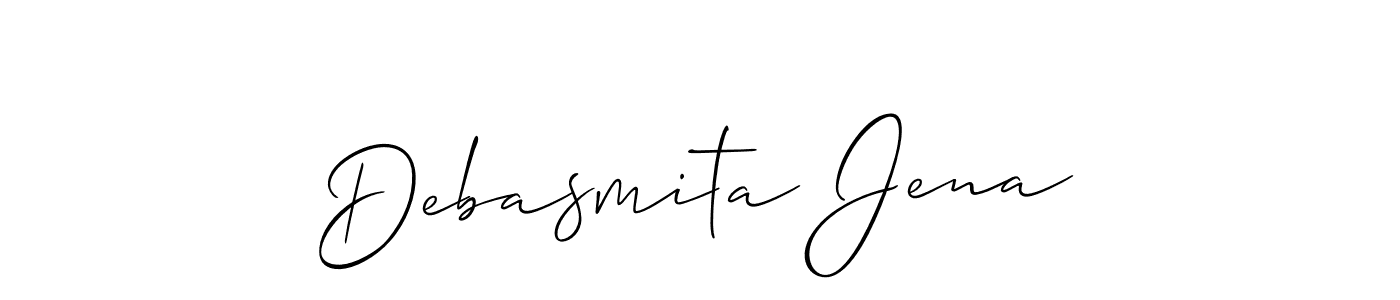 You should practise on your own different ways (Allison_Script) to write your name (Debasmita Jena) in signature. don't let someone else do it for you. Debasmita Jena signature style 2 images and pictures png