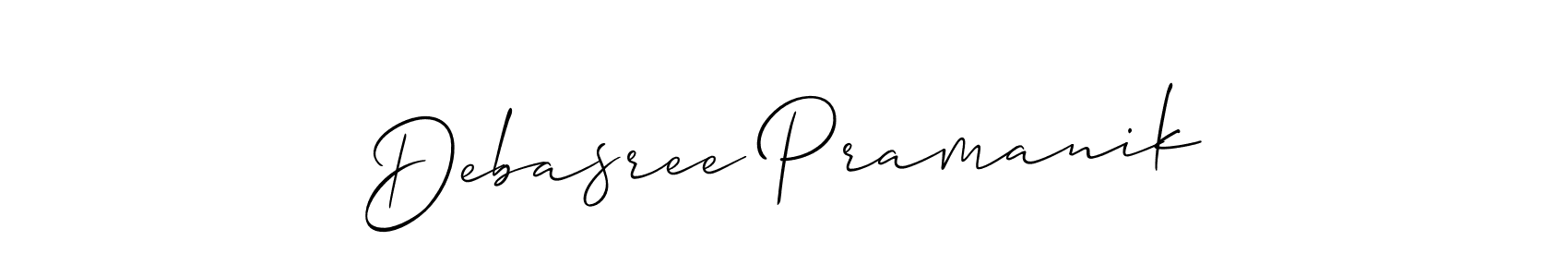 Create a beautiful signature design for name Debasree Pramanik. With this signature (Allison_Script) fonts, you can make a handwritten signature for free. Debasree Pramanik signature style 2 images and pictures png