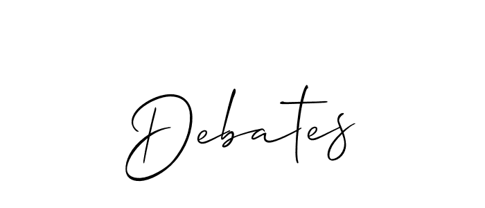 Use a signature maker to create a handwritten signature online. With this signature software, you can design (Allison_Script) your own signature for name Debates. Debates signature style 2 images and pictures png