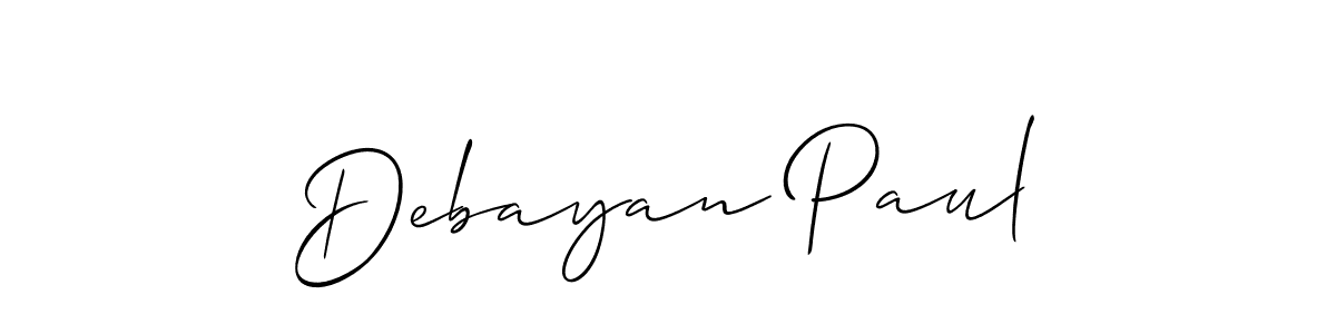 Use a signature maker to create a handwritten signature online. With this signature software, you can design (Allison_Script) your own signature for name Debayan Paul. Debayan Paul signature style 2 images and pictures png